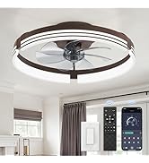 ZMISHIBO Low Profile Ceiling Fans with Lights and Remote, 20 Inch Flush Mount Ceiling Fan with Li...