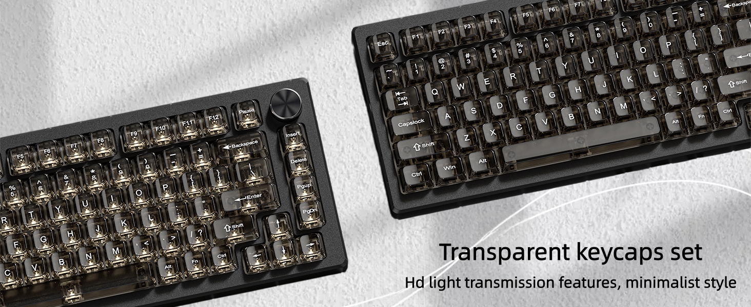 Clear keycaps,Transparent keycaps 60% 75% 100% Ceramic Jelly Key caps Shine Through ,MDA Profile
