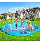 Shinepool Splash Pad Sprinkler for Kids & Dog, 75" Round Sea World Splash Pad for Toddler 4-8, Th...