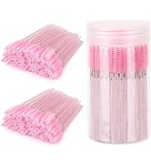300 Pcs Disposable Mascara Wands with 1 Container, Crystal Eyebrow Spoolies Brush for Eyelash Ext...