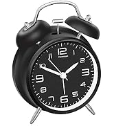 Peakeep 4 Inches Twin Bell Loud Alarm Clock for Heavy Sleepers, Backlight, Battery Operated Old F...