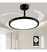 BAYSQUIRREL Slim Retractable Ceiling Fan with Lights and Remote/APP Control,6 Speed Dimmable Reve...