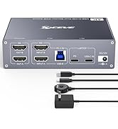 USB C HDMI KVM Switch for 1 Desktop+1 Laptop, Dual Monitor KVM Switch 4K@60Hz Support PD with USB...