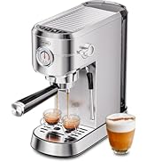 Gevi 20 Bar Espresso Machine with Milk Frother - Compact Stainless Steel Cappuccino Maker for Hom...
