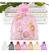 ANZNKU 50PCS Pink Organza Bags 5x7 in, Small Gift Bags Bulk for Jewelry Makeup Sachet Candy, Cute...