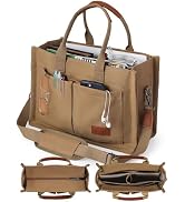 FIORETTO Canvas Tote Bag for Women with Zipper Closure & Individual Compartments for Work College...