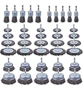 Rocaris 40 Pack Carbon Steel Wire Wheel Brush with 1/4-Inch Hex Shank, Cup Brush, Wheel Brush, Pe...