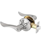 RAFECIEE Privacy Door Handle with Lock, Bathroom Door Handle, Reversible Keyless Turn Lock Satin ...