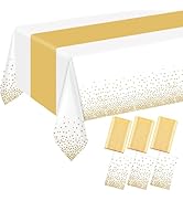 ZHOMA 6 Pack Rectangle Plastic Dot Tablecloth Set, 54 X 108 Inch Plastic Table Cover, 12 x 108 In...