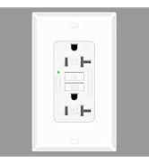 20 Amp GFCI Outlet, Self-Test Ground Fault Protector with LED Indicator, Tamper Resistant GFI Ele...