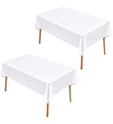 Wolkemer 2 Pack 60x90 Inch Rectangle Tablecloth, Washable and Reusable Polyester Fabric Table Clo...