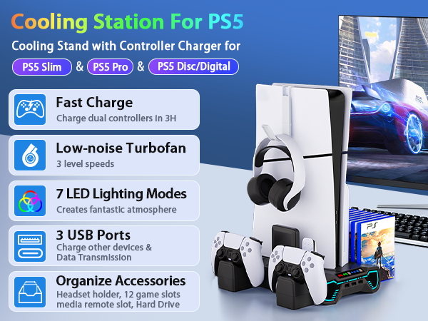 ps5 stand with cooling fan ps5 cooling station with cooling fan