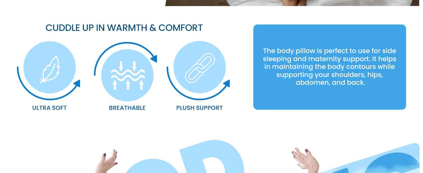 body pillow cooling, long body pillow, memory foam body pillow, big pillow