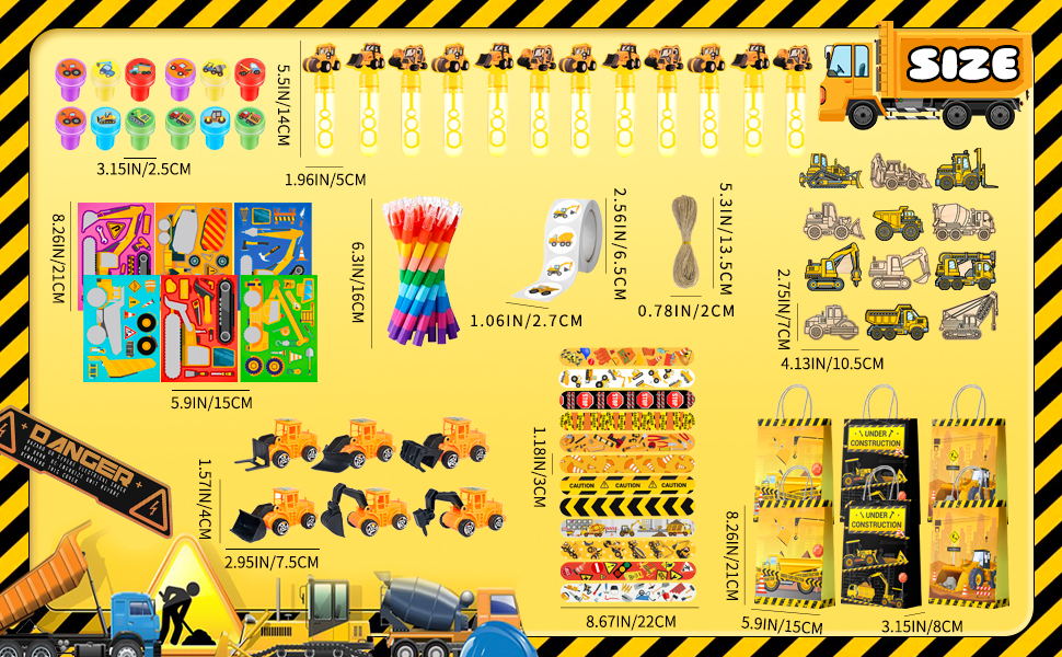 construction trucks party favors