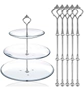 Happy Will 5 Sets 3 Tier Crown Cake Stand Fruit Cake Plate Handle Fitting Hardware Rod Stand Hold...