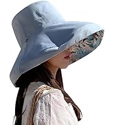HUAMULAN Women Summer Sun Hat Wide Brim Wired Edge Floral Beach Bucket Hats Reversible Foldable T...