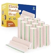 ZJCCTO 12 Pack Elastic Bandage Wrap | 6" Medical Bandage Wrap with Hook-and-Loop Fasteners on Bot...