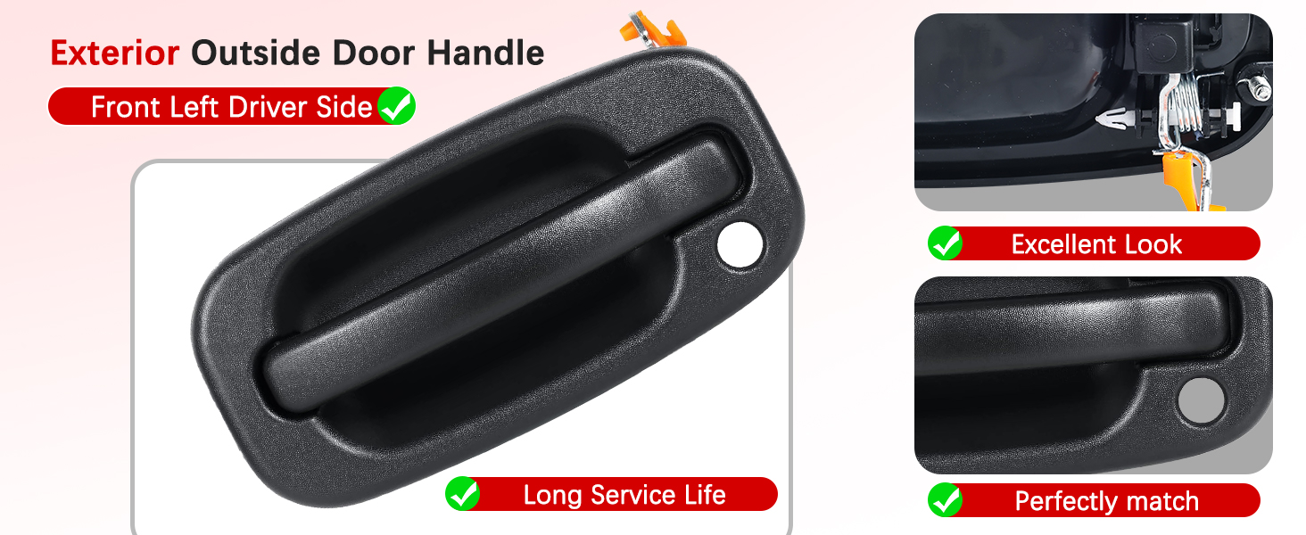 FAERSI Exterior Outside Door Handle Front Left Driver Side for 1999-2007 Silverado, Tahoe, Suburban