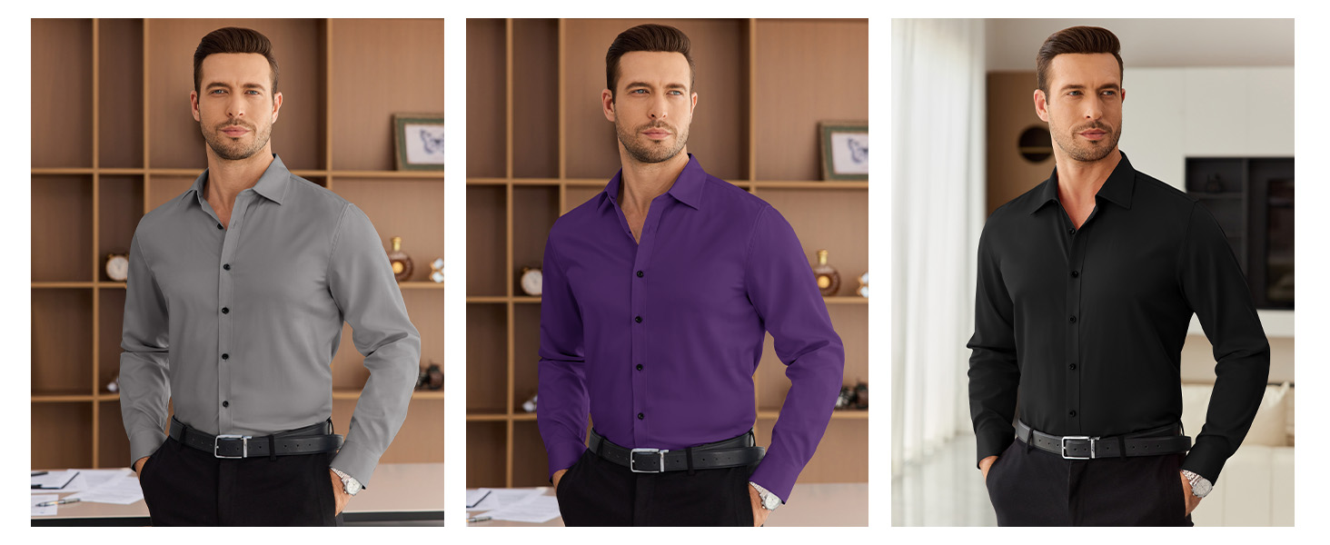 grey purple black button down shirts