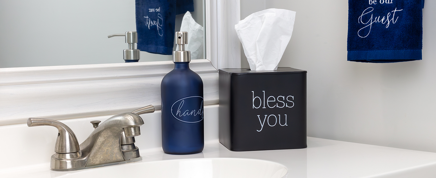 Enamelware Square Tissue Box Cover (Black) Auldhome B0BLP5SZ28