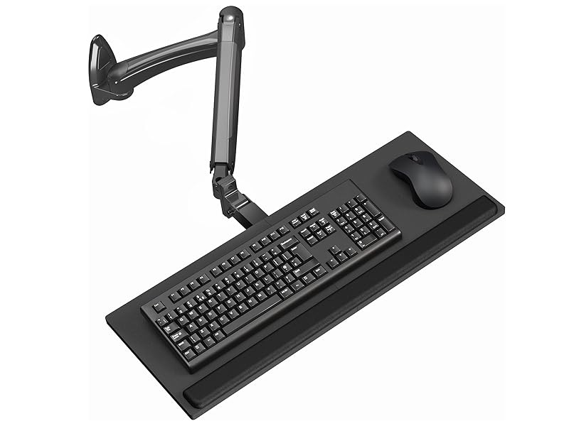 Black wall mounted keyboard tray