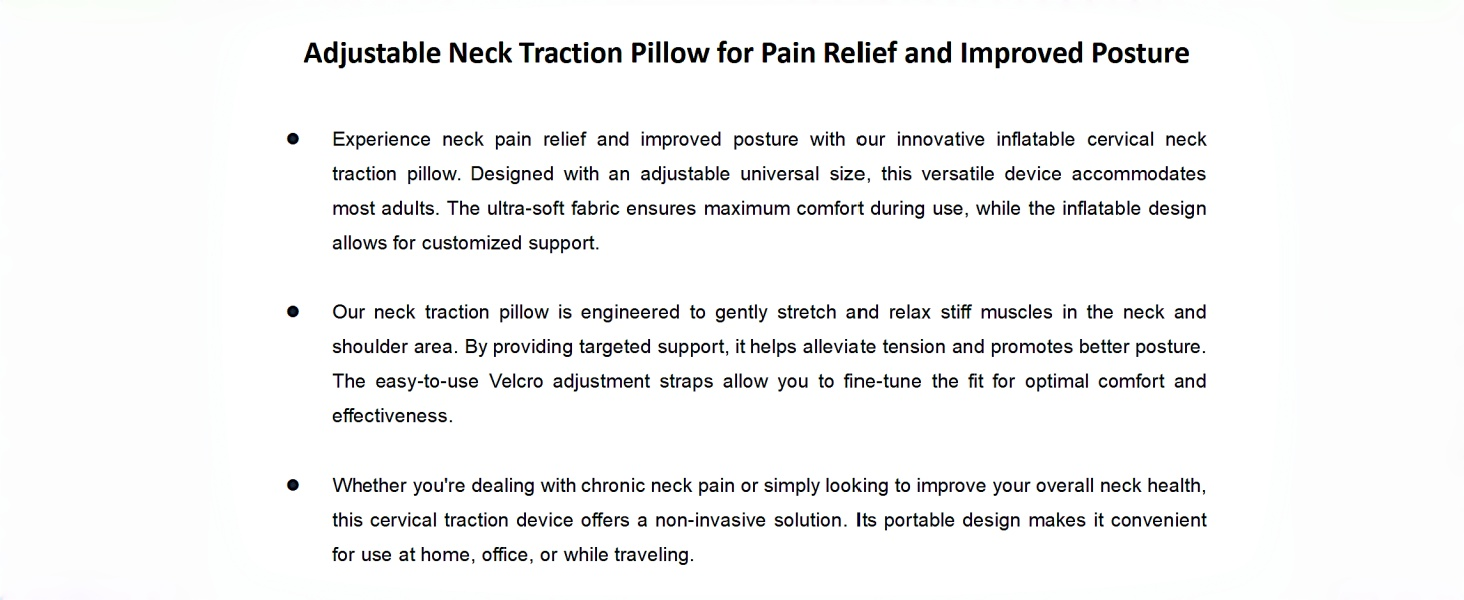 Adjustable Neck Traction Pillow for Pain Relief and Improved Posture