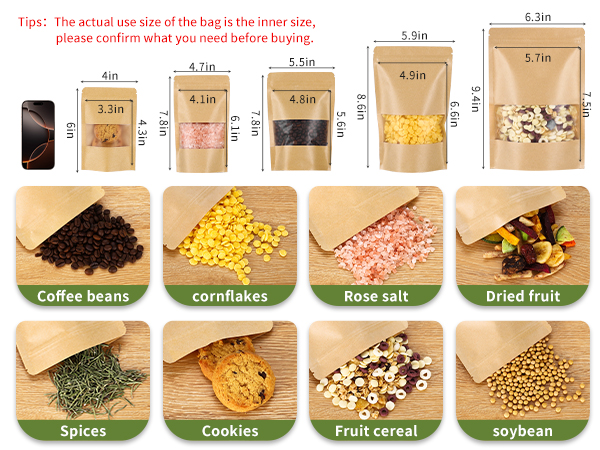 kraft paper bag with window Dimensions