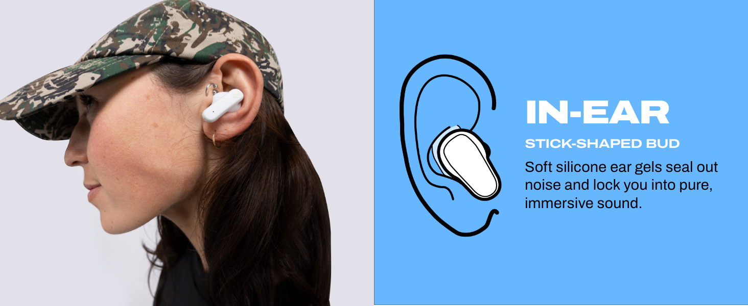 In-ear stick shaped bud