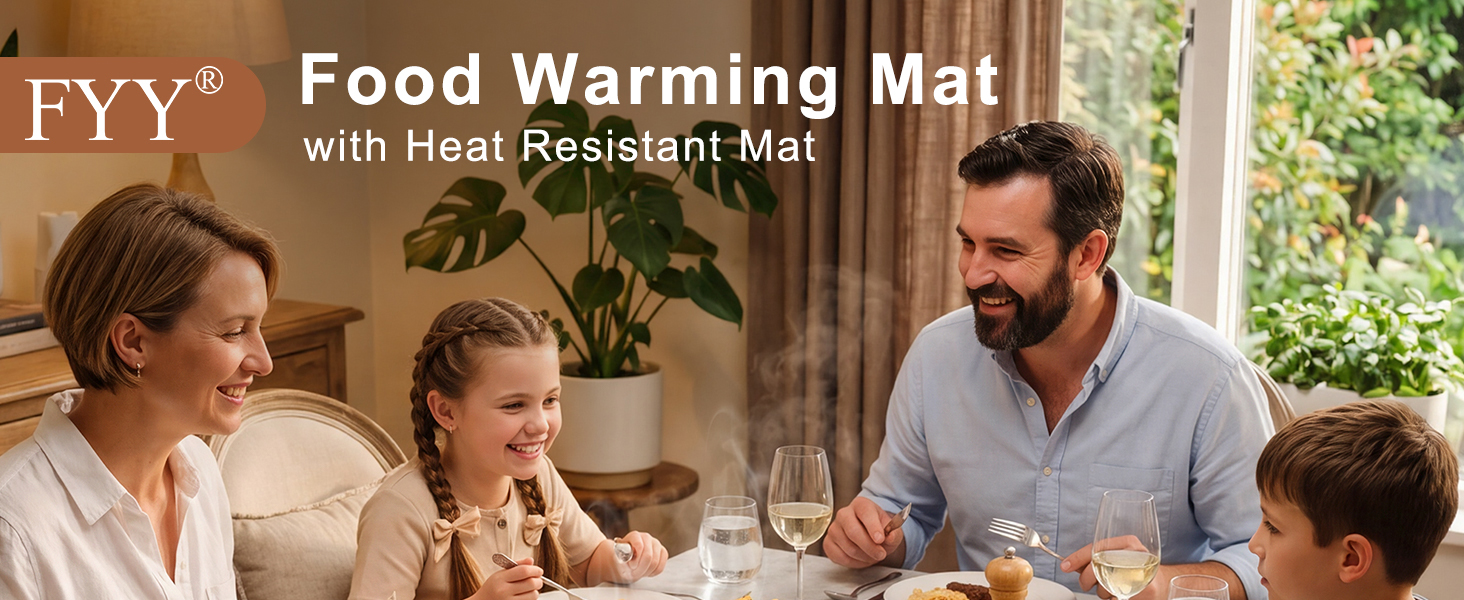 6 Temp Settings 6H Timer Rollable Silicone Electric Food Heating Mat for Countertop Party Buffet