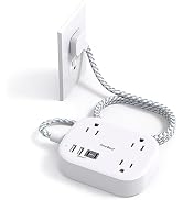 Travel Power Strip, Cruise Ship Essentials with USB C, Flat Plug Extension Cord with 3 Outlets 4 ...