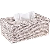 Sumnacon Rattan Rectangular Tissue Box Cover - Decorative Woven Wicker Napkin Tissue Box Holder, ...