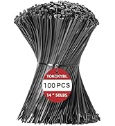 TOKCKYBL 14 Inch Zip Ties (100 PCS) – Heavy Duty 50lbs Tensile Strength, UV Resistant Black Cable...