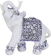 Jiawu Golden Polyresin Elephant Statue Sculpture Trunk Wealth Lucky Collectible Figurine Gift Hom...
