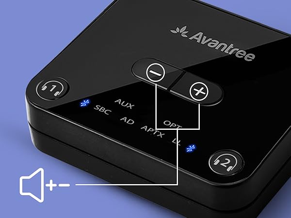 Avantree Audikast has volume control buttons.