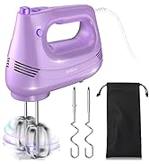 GUALIU Electric Hand Mixer with Stainless Steel Whisk, Dough Hook Attachment and Storage Bag, Han...