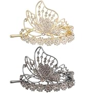 2 Pcs Butterfly Hair Clips for Women | Sparkling Created Crystal Hair Clips Strong Hold Flat Hair...