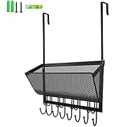Giftgarden Over The Door Hooks Coat Rack with Wire Mesh Basket, 12 Hooks Door Hanger & Wall Mount...