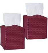 Avolander Tissue Box Cover 2-Pack, Square Tissue Holder with Bottom Belt, Modern Tissue Case Faci...