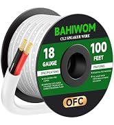 BAHIWOM 18 Gauge 100FT Speaker Wire OFC CL2 Rated Speaker Cable Polarity Mark 2 Conductors for In...