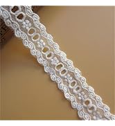 White 3 Yard Eyelet Cotton Strip Net Tape Lace Edge Trim Ribbon 32 mm Width Vintage Style White E...