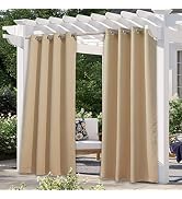 NICETOWN Outdoor Curtains for Patio Waterproof 95" L, Blackout Gazebo Curtain for Pergola/Porch W...