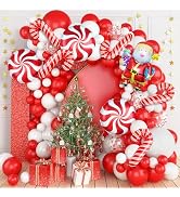 Christmas Balloon Garland Arch Kit, Xmas Red White Red Confetti Merry Christmas Balloon Decoratio...