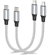 1ft USB C to Lightning Cable Short, 2 Pack PD USB C iPhone Charger Cable MFi Certified, 12 inch F...