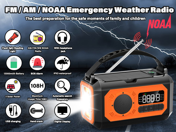 12000mAh Emergency Weather Radio