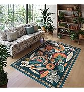 Zealude Boho Egypt Green Area Rugs for Living Room Bedroom, 5x7 Washable Large Dining Room Rug No...