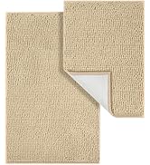 LINLA Bathroom Rugs Sets 2 Piece, Absorbent Soft Chenille Bath Mat, Non-Slip,Quick Dry, Washable,...