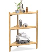 Wisuce 3 Tier Corner Shelf, 100% Real Bamboo Shower Corner Shelves Free Standing Shelf Storage Or...