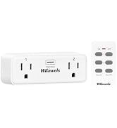 Remote Control Outlet with 2 Independent Control Sockets, WILAWELS Wireless Remote Light Switch f...