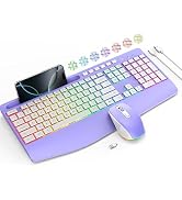 Wireless Keyboard and Mouse Combo- VEILZOR 2.4G Rechargeable Keyboard with Phone Holder, Ergonomi...