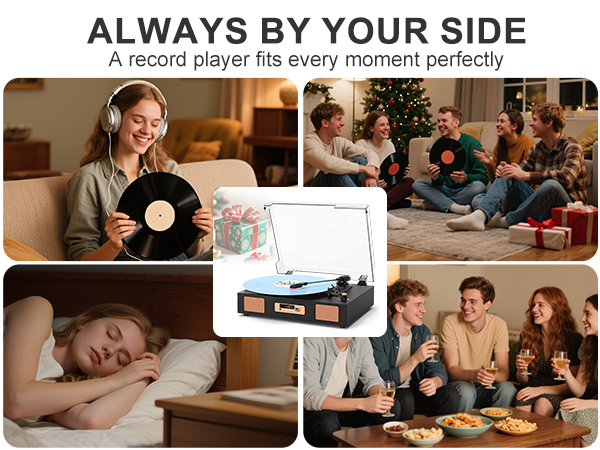 cute record player portable turntable vinyl player with speakers